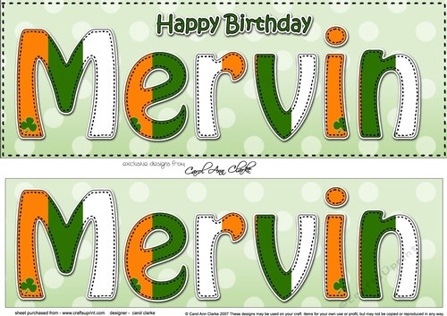 Large DL Happy Birthday MERVIN 3D decoupage