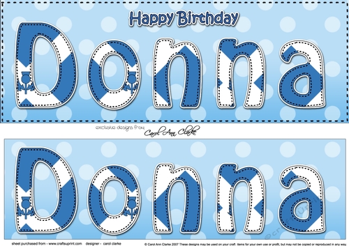 Large DL Happy Birthday DONNA 3D decoupage