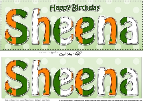 Large DL Happy Birthday SHEENA 3D decoupage