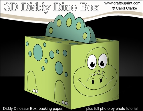 3D Cute Diddy Dino Treat Box Gift Box Mini Kit - Dennis