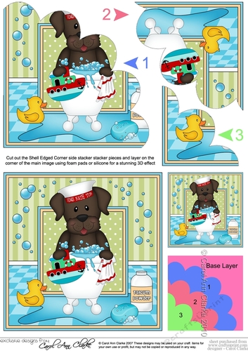 Shell Edged Corner Side Stacker - Bathtub Buddies - Little Chocolate Labrador Dog