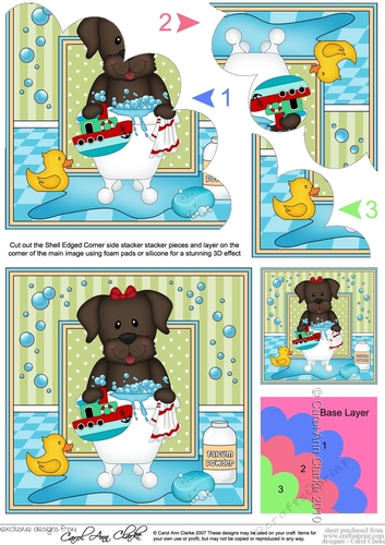 Shell Edged Corner Side Stacker - Bathtub Buddies - Little Chocolate Labrador Dog