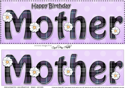Large DL Happy Birthday MOTHER 3D decoupage