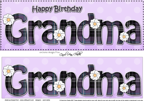 Large DL Happy Birthday GRANDMA 3D decoupage