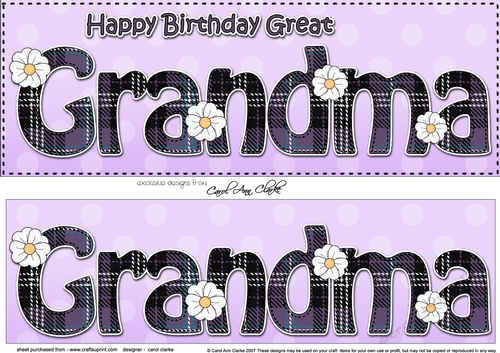 Large DL Happy Birthday GREAT GRANDMA 3D decoupage
