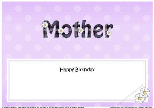 Large DL Happy Birthday MOTHER insert