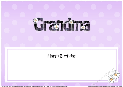 Large DL Happy Birthday GRANDMA insert