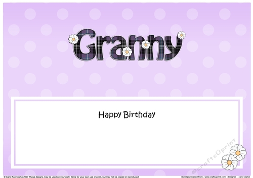 Large DL Happy Birthday GRANNY insert
