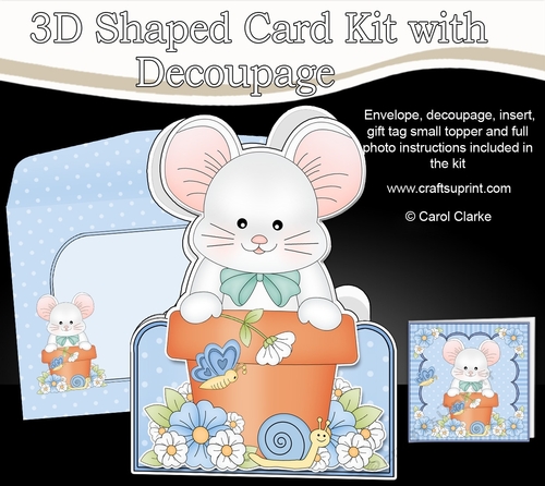 3D Shaped Card  Kit - Flowerpot Friends - Cute Little Mouse Nibbles