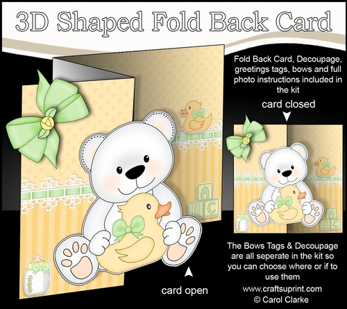 3D Shaped No-Hole Fold Back Mini Kit -   New Baby Teddy