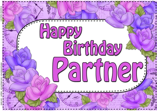 A4 Happy Birthday PARTNER Time for Roses Card Topper