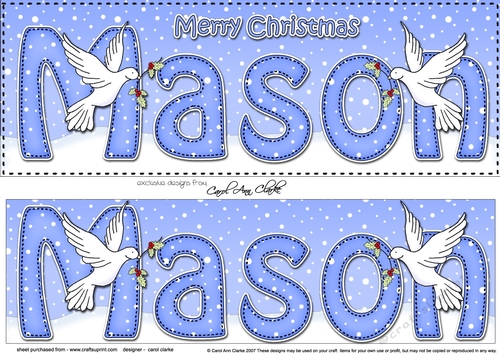 Large DL Merry Christmas MASON 3D decoupage 