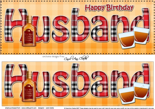 Large DL Happy Birthday HUSBAND 3D decoupage