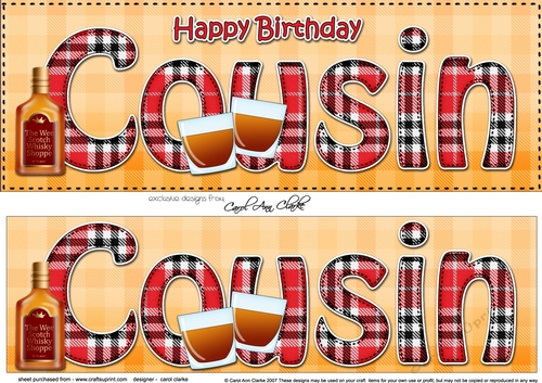 Large DL Happy Birthday COUSIN 3D decoupage