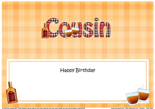 Large DL Happy Birthday COUSIN 3D decoupage