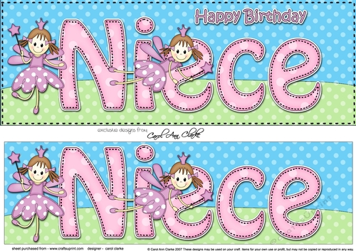 Large DL Happy Birthday NIECE 3D decoupage