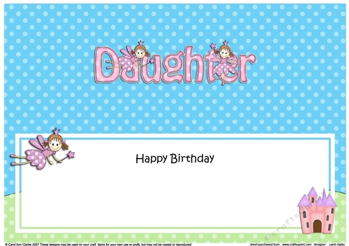 Large DL Happy Birthday DAUGHTER insert