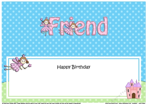 Large DL Happy Birthday FRIEND insert