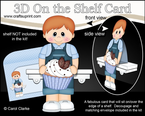 3D On the Shelf Card Kit - Cute Little Toddler Caiden has a Yummy Scrummy Cupcake