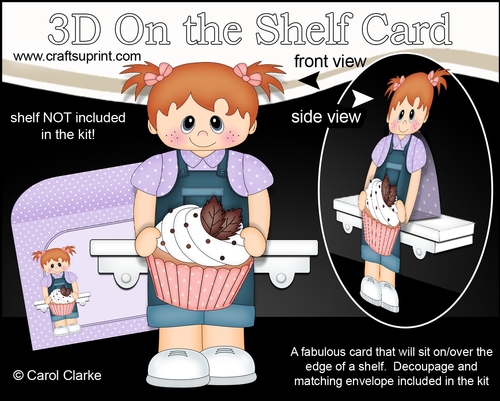 3D On the Shelf Card Kit - Cute Little Toddler Jacia has a Yummy Scrummy Cupcake