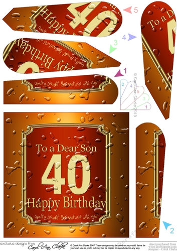 40th Birthday SON Beer Label Fan Pyramage Topper