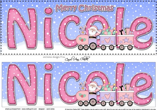 Large DL Merry Christmas NICOLE 3D decoupage 