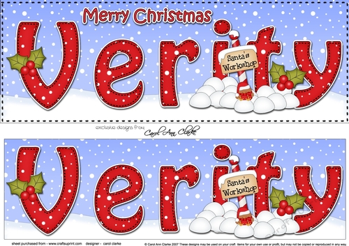 Large DL Merry Christmas VERITY 3D decoupage 