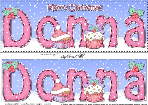 Large DL Merry Christmas DONNA 3D decoupage 