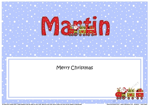 Large DL Merry Christmas MARTIN insert