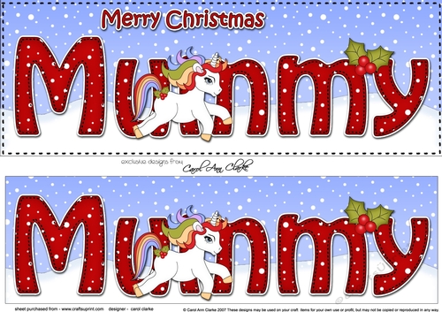 Large DL Merry Christmas MUMMY 3D decoupage 