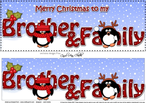 Large DL Merry Christmas BROTHER & FAMILY 3D decoupage 