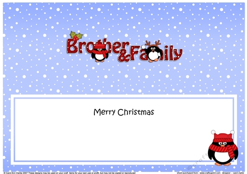 Large DL Merry Christmas BROTHER & FAMILY insert