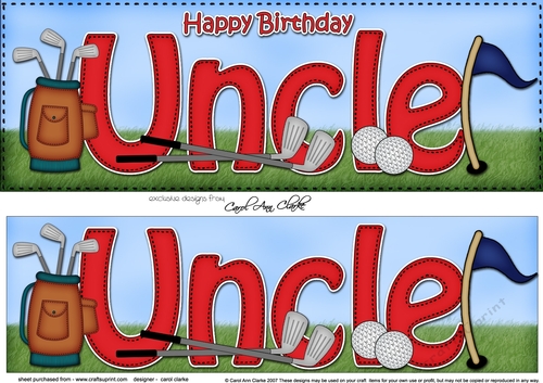 Large DL Happy Birthday UNCLE 3D decoupage