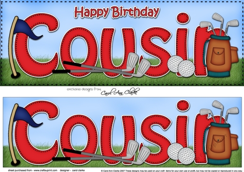 Large DL Happy Birthday COUSIN 3D decoupage