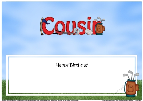Large DL Happy Birthday COUSIN insert
