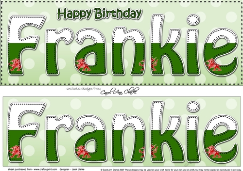Large DL Happy Birthday FRANKIE 3D decoupage