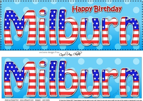 Large DL Happy Birthday MILBURN 3D decoupage
