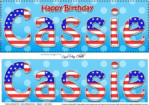 Large DL Happy Birthday CASSIE 3D decoupage