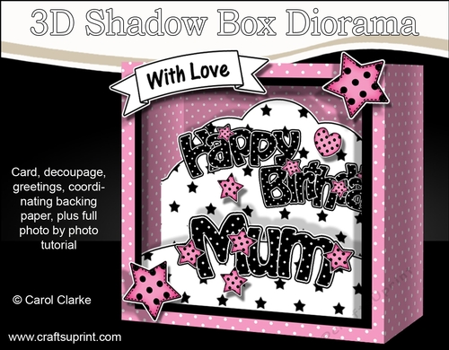 3D Diorama Shadow Box Word Card Mini Kit  -  Happy Birthday MUM