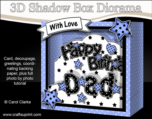 3D Diorama Shadow Box Word Card Mini Kit  -  Happy Birthday DAD