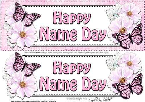 Large DL HAPPY NAME DAY Floral Butterflies 3D decoupage