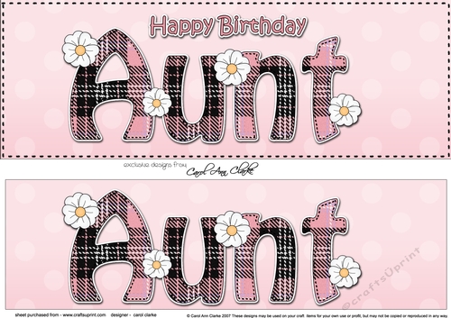 Large DL Happy Birthday AUNT 3D decoupage