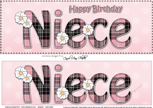 Large DL Happy Birthday NIECE 3D decoupage 