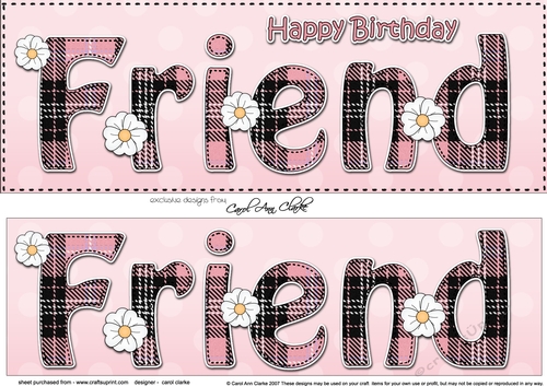 Large DL Happy Birthday FRIEND 3D decoupage 