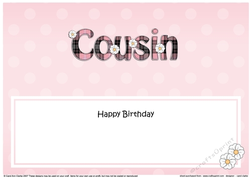 Large DL Happy Birthday COUSIN insert