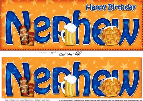 Large DL Happy Birthday NEPHEW 3D decoupage