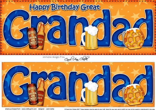 Large DL Happy Birthday GREAT GRANDAD 3D decoupage