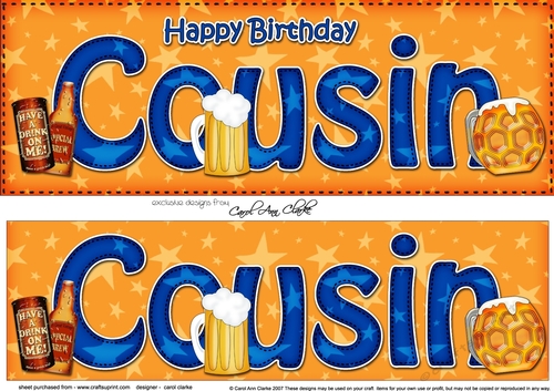 Large DL Happy Birthday COUSIN 3D decoupage