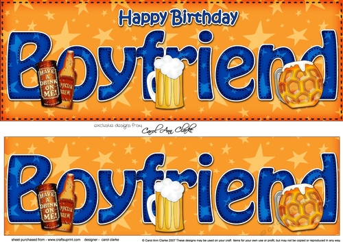 Large DL Happy Birthday BOYFRIEND 3D decoupage