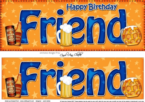 Large DL Happy Birthday FRIEND 3D decoupage